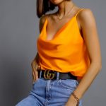 Satin lingerie top πορτοκαλί