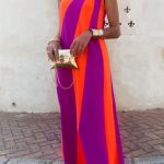 Two colors mix μακρύ φόρεμα σε φούξια