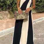 Two colors mix μακρύ φόρεμα