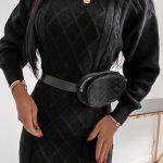 Πλεκτό φόρεμα με άνοιγμα στην πλάτη σε μαύρο