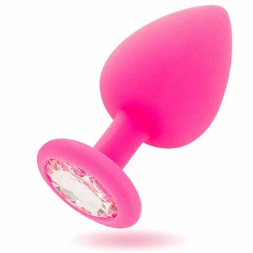 Πρωκτική σφήνα SHELKI φούξια (Μέγεθος L, 9.2 CM), με απαλή υφή & διαμαντένια βάση.