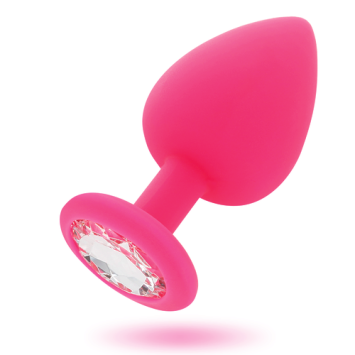 Πρωκτική σφήνα SHELKI φούξια (Μέγεθος M, 8 CM), με απαλή υφή & διαμαντένια βάση.