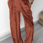 Casual velvet παντελόνι καφέ