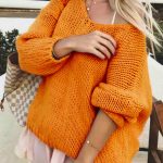 Cozy V neck πουλόβερ πορτοκάλι