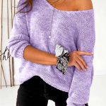 Cozy V neck πουλόβερ σε μωβ