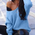 Cozy V neck πουλόβερ γαλάζιο