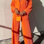 Casual σατινέ σετ πορτοκάλι