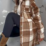 Longline καρώ πουκάμισο σε καφέ