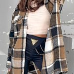 Longline καρώ πουκάμισο σε καφέ με μαύρο