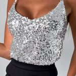 Sequin τοπ ασημί