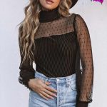 Πουά διάφανο κορμάκι μαύρο