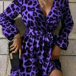 Wrap φόρεμα σε μωβ λεοπάρ