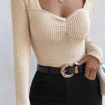 Πλεκτή μπλούζα balconette