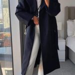 Παλτό longline μακρύ με ζωνάκι σε μαύρο