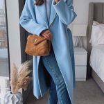 Παλτό longline μακρύ με ζωνάκι γαλάζιο