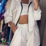 Σετ λευκό με σορτσάκι και κουκούλα