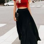 Πλισέ φούστα maxi σε μαύρο