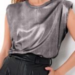 Metallic τοπ με βάτες silver