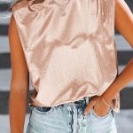 Metallic τοπ με βάτες σε ροζ