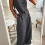 Σετ κουστούμι παντελόνι με γιλέκο ανθρακί