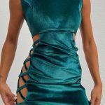 Βελουτέ super mini φόρεμα σε πράσινο