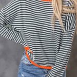 Πλεκτό ριγέ τοπ τρίχρωμο ασπρόμαυρο