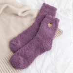 Χουχουλιάρικες κάλτσες με καρδούλα μωβ