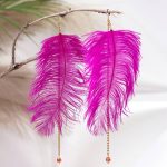 Σκουλαρίκια με φτερά σε φούξια