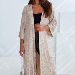Ζακέτα με παγιέτα maxi off-white