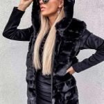 Αμάνικη γούνα με κουκούλα μαύρο