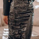 Midi sequin φούστα black