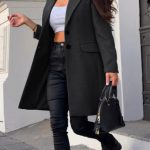 Γυναικείο παλτό με κουμπιά μαύρο