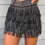 Φούστα με κρόσσια μαύρη