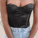 Κορσές σατέν μαύρο κορμάκι