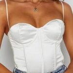 Κορσές σατέν λευκό κορμάκι
