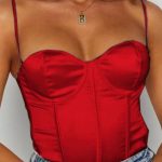Κορσές σατέν κορμάκι σε κόκκινο