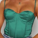 Κορσές σατέν κορμάκι πράσινο