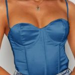 Κορσές σατέν κορμάκι μπλε