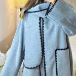 Παλτό τσόχα κοντό με ραφές σε μπλε