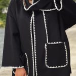 Παλτό τσόχα κοντό με ραφές σε μαύρο