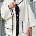 Παλτό τσόχα κοντό με ραφές σε μπεζ ανοικτό