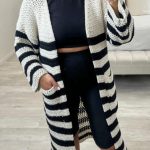 Ζακέτα με μεγάλες ρίγες λευκό