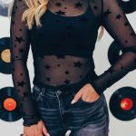 Διάφανο μακρυμάνικο μπλουζάκι με αστέρια μαύρο