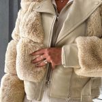 Jacket γούνινο με δέρματινη σε μπεζ