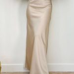 Maxi satin φούστα μπεζ