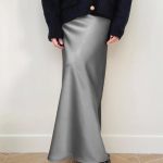 Maxi satin φούστα γκρι
