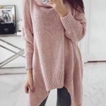 Ασύμμετρο ζιβάγκο πουλόβερ σε ροζ