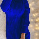 Turtleneck πλεκτό μπλουζοφόρεμα μπλε