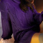 Turtleneck πλεκτό μπλουζοφόρεμα μωβ