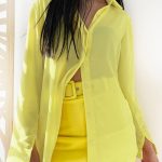 Ημιδιάφανο πουκάμισο κίτρινο